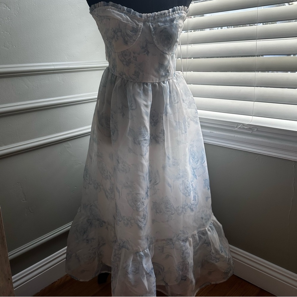Dusty blue midi women’s dress